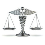 Medicine and justice. Caduceus symbol as scales. Conceptual imag